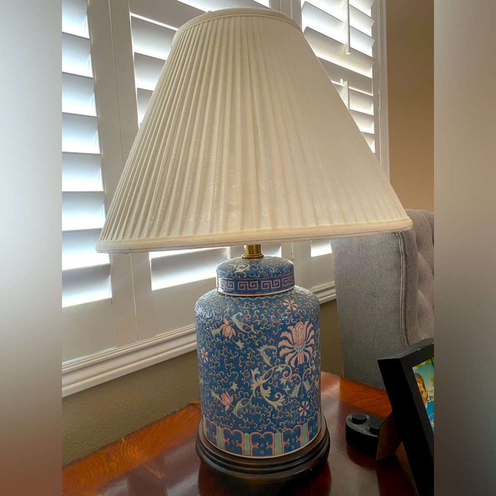 Frederick Cooper Famille Rose Chinoiserie Ginger Jar Tea Caddy Table Lamp 27"
